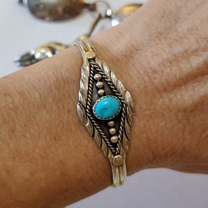 Beautiful Silver and Turquoise Bracelet Navajo